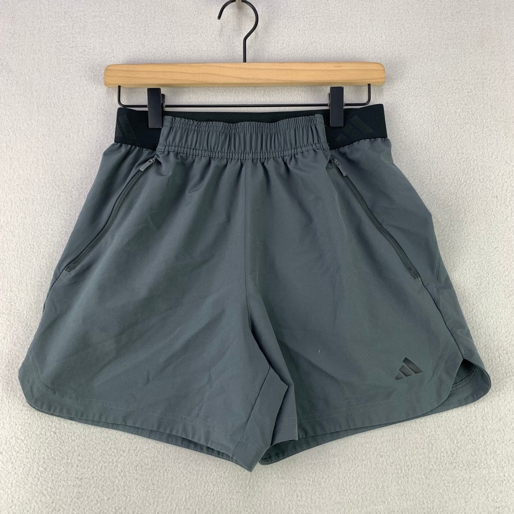 adidas Axis Training Shorts 5" Mens Small Gray Zipper Pocket Running Gym Sports
